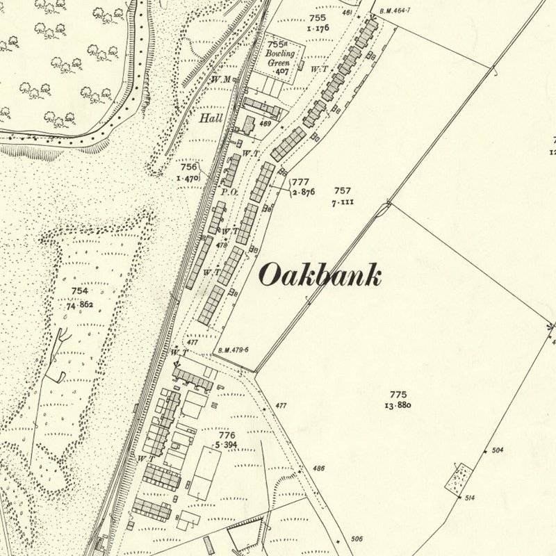 Oakbank - 25" OS map c.1907, courtesy National Library of Scotland